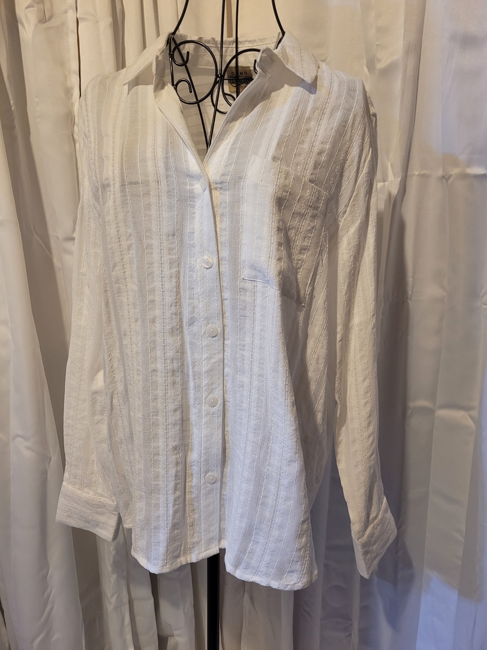 Como Vintage White Textured Button-Down Shirt